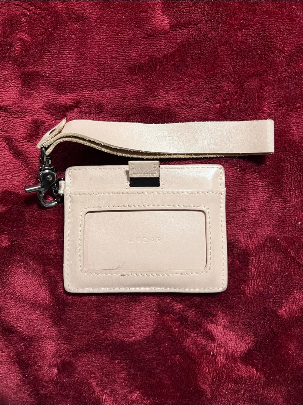 ANDAR Blush Pink Leather Wrist Card Holder with Detachable Strap